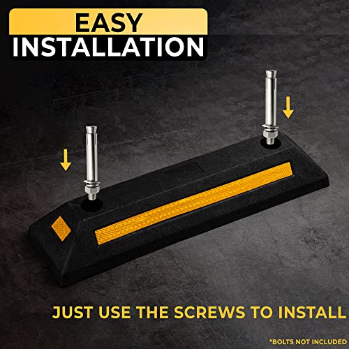 ZONETECH Heavy Duty Rubber Parking Guide -4 Pcs Premium Quality Durable Car Garage Wheel Stopper Professional Grade Park with Reflective Yellow Tape Curb - Image 4