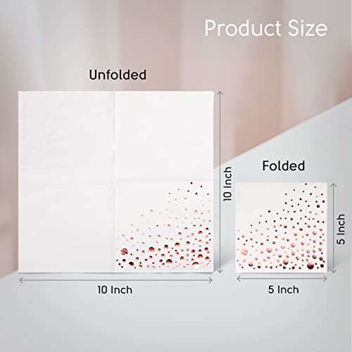 The Essential Concierge Rose Gold Napkins - 100 Disposable Cocktail Napkins - 5x5 Inch - 3-Ply Paper Napkins - Rose Gold Color - Image 4