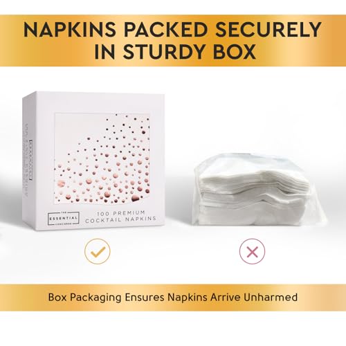 The Essential Concierge Rose Gold Napkins - 100 Disposable Cocktail Napkins - 5x5 Inch - 3-Ply Paper Napkins - Rose Gold Color - Image 2