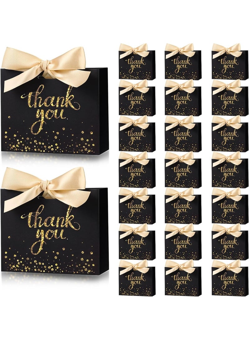 CUNUUDOOL 24pcs Gift Bags,Mini Thank You Bags with Ribbon Handles 12 x 4.5 x 10cm Small Wedding Gifts Bag Goodie Guest Baby Shower Party Supplies(Black) - Image 1