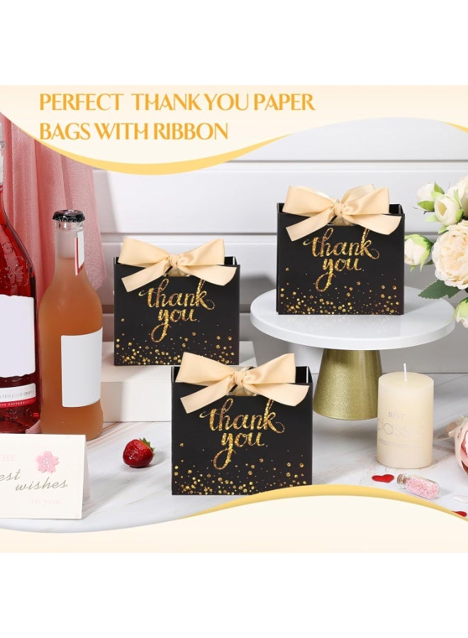 CUNUUDOOL 24pcs Gift Bags,Mini Thank You Bags with Ribbon Handles 12 x 4.5 x 10cm Small Wedding Gifts Bag Goodie Guest Baby Shower Party Supplies(Black) - Image 3