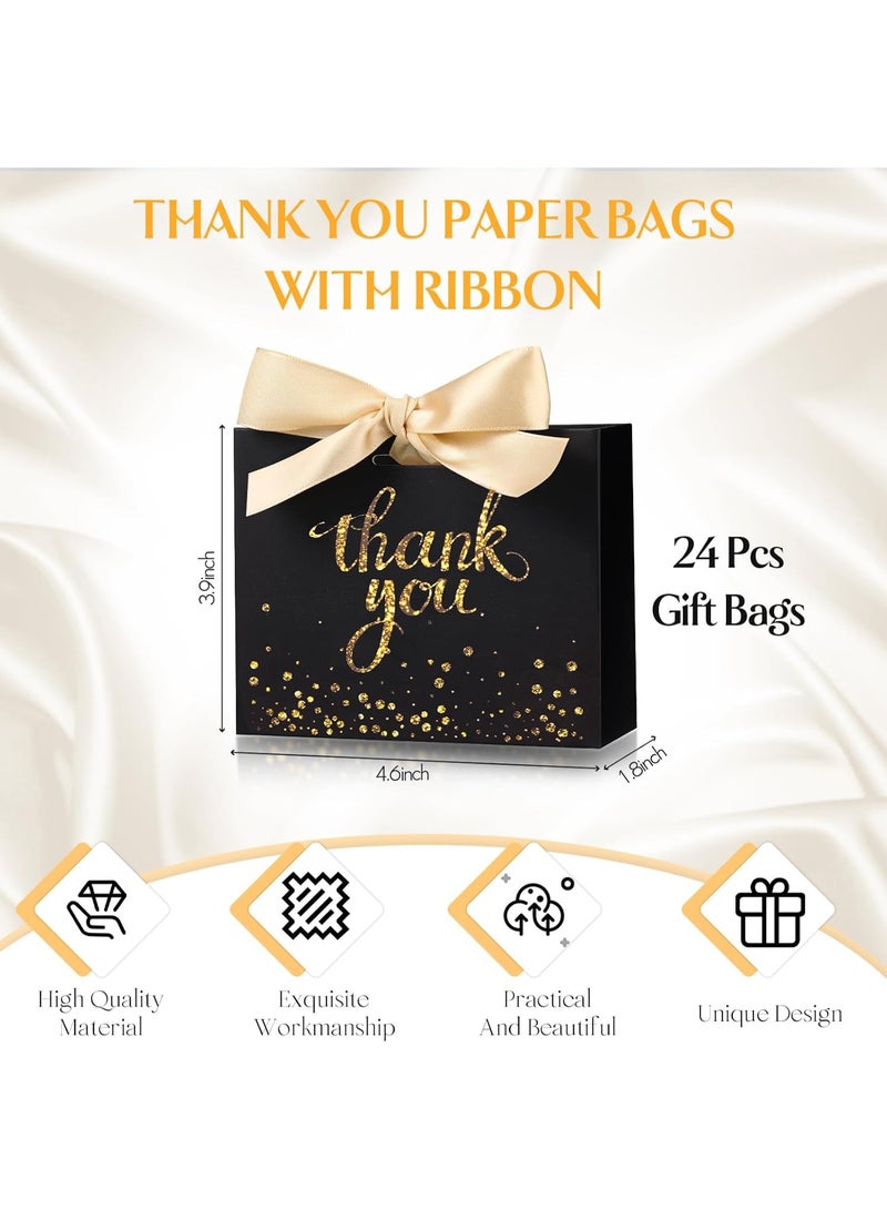 CUNUUDOOL 24pcs Gift Bags,Mini Thank You Bags with Ribbon Handles 12 x 4.5 x 10cm Small Wedding Gifts Bag Goodie Guest Baby Shower Party Supplies(Black) - Image 4
