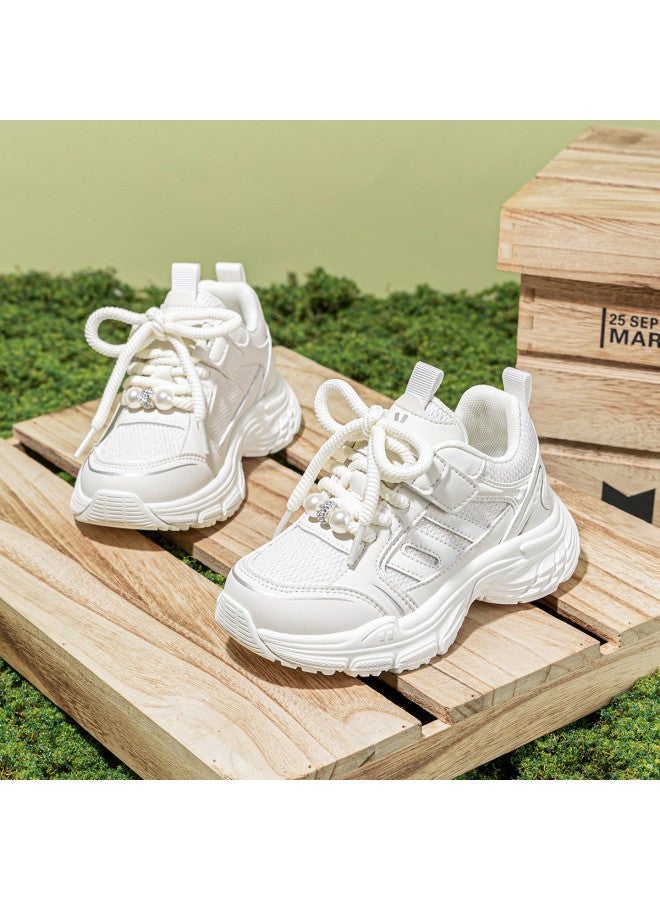 Annil White Sneakers 2025 Summer Women's & Big Kids' Breathable Lightweight Sports Shoes Versatile Running Shoes Dad Shoes - Image 3
