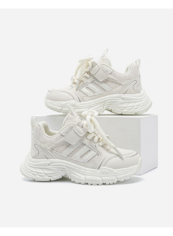 Annil White Sneakers 2025 Summer Women's & Big Kids' Breathable Lightweight Sports Shoes Versatile Running Shoes Dad Shoes - Image 1
