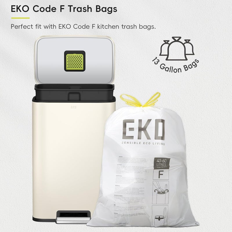 EKO Madison Vanilla Steel 50 Liter/13.2 Gallon Step Trash Can with Inner Liner - Fingerprint Resistant Finish - Image 4