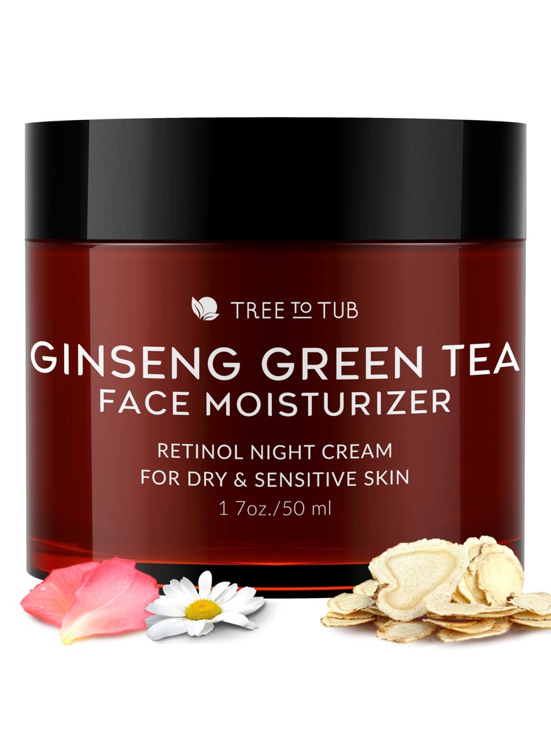 Tree to Tub - Tree to Tub Retinol Anti Aging Face Moisturizer for Dry & Sensitive Skin - Anti Wrinkle Hyaluronic Acid Facial Moisturizer, Vitamin A & E Night Cream for Women & Men w/Organic Aloe, Natural Ginseng - Image 1