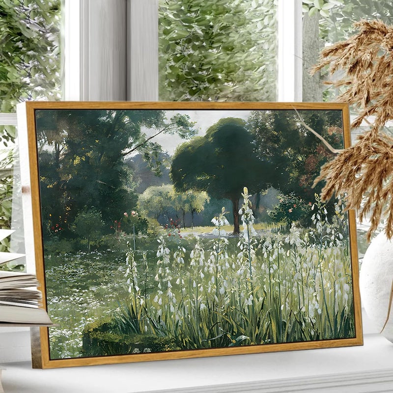 KBKBART Framed Vintage Meadow with Flowers Oil Painting, Classical Canvas Art for Bedroom & Living Room, Bathroom Wall Decor, Gallery, Gifts (12x16) - Image 4