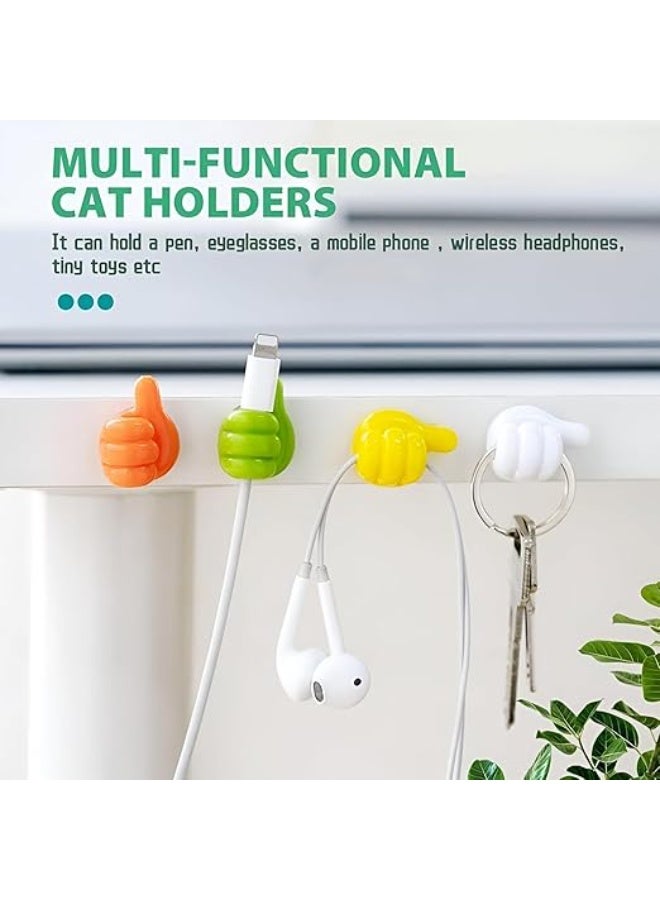 خطافات حائط إصبعية ومثبتات كابلات لاصقة – 10 قطع لحمل المفاتيح، الكابلات، وتعليق الحوائط، بدون حفر، خطافات قوية للمنزل، المكتب أو المطبخ (يشمل 3 مسامير) - Image 5