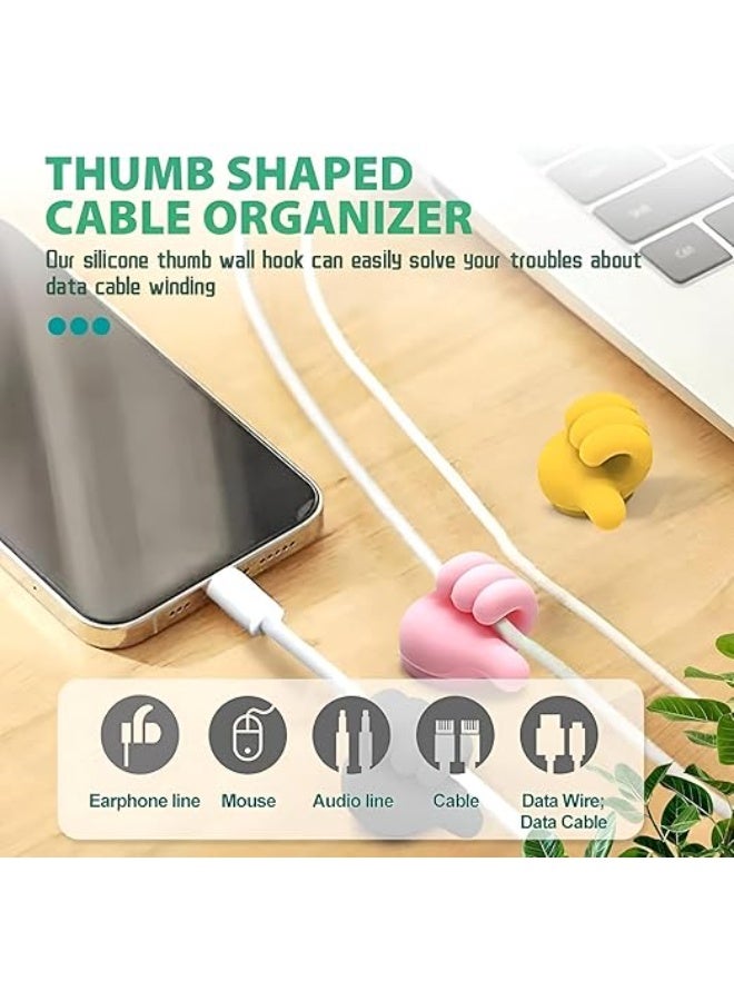 خطافات حائط إصبعية ومثبتات كابلات لاصقة – 10 قطع لحمل المفاتيح، الكابلات، وتعليق الحوائط، بدون حفر، خطافات قوية للمنزل، المكتب أو المطبخ (يشمل 3 مسامير) - Image 4