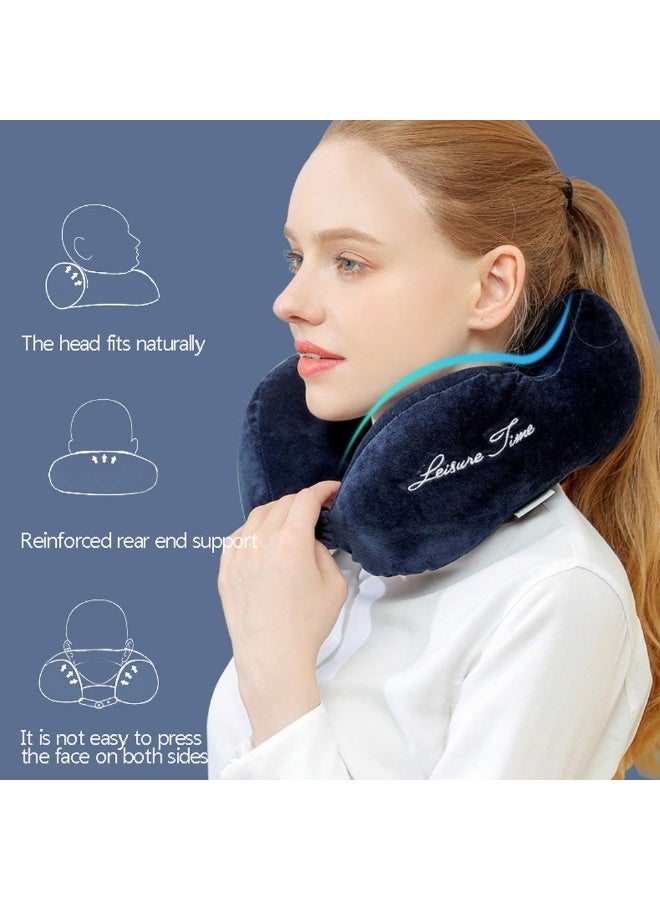LOKIPA Travel Premium Pillow,Velvet Travel Head, Neck Adjustable Providing 360-Degree Chin Support Head Rest Pillow (Blue) - Image 3