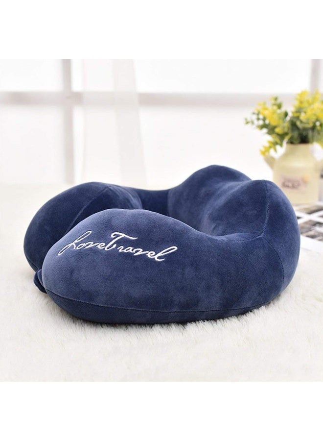 LOKIPA Travel Premium Pillow,Velvet Travel Head, Neck Adjustable Providing 360-Degree Chin Support Head Rest Pillow (Blue) - Image 1