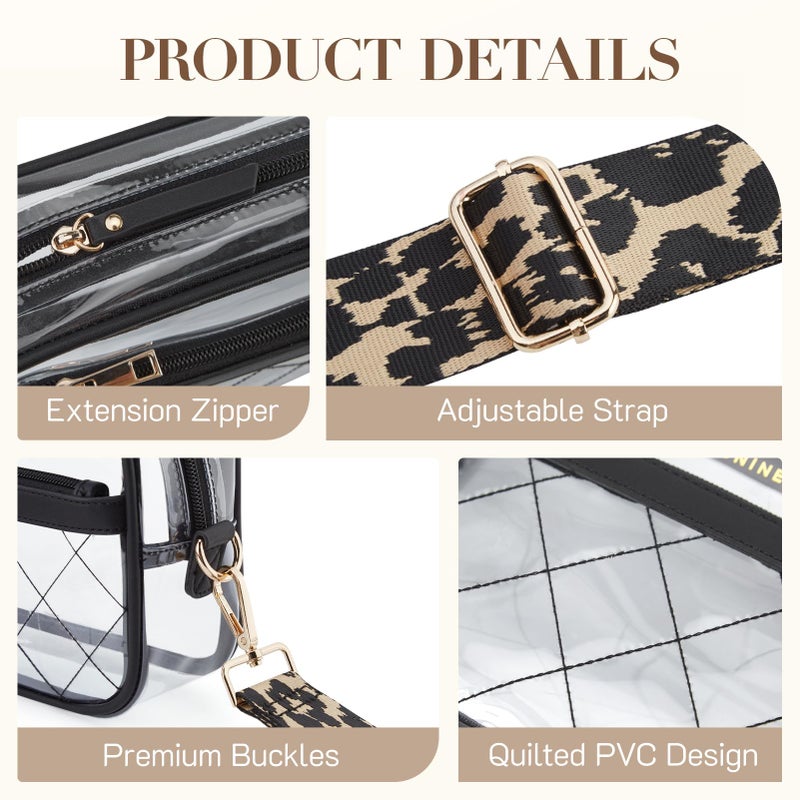 Missnine Clear Bag for Stadium Events Quilted Clear Purse for Women Stadium Approved PVC Crossbody Concert Bag - Image 4