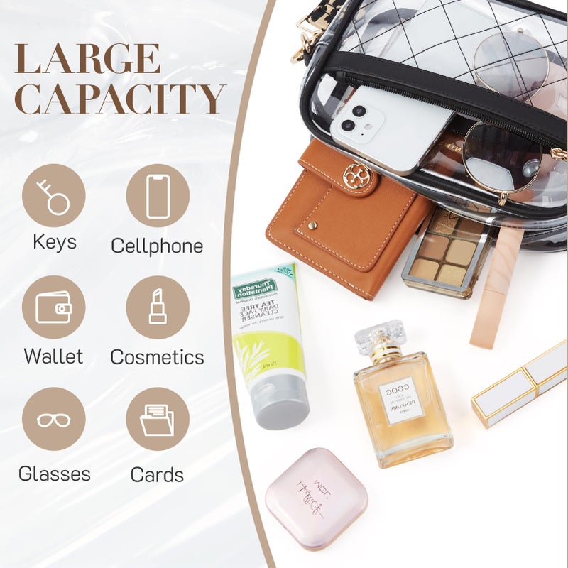 Missnine Clear Bag for Stadium Events Quilted Clear Purse for Women Stadium Approved PVC Crossbody Concert Bag - Image 3