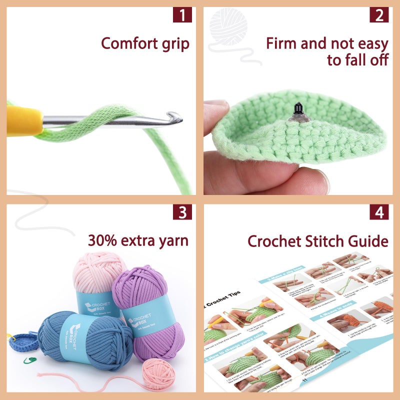 CrochetBox Crochet Kit for Beginners Adults - Polka Dot Highland Cow Starters Crochet Kit, Crocheting Kitting for Adults Teen, Craft Gifts with Crochets Yarns, Hook, Step-by-Step Video, Instruction - Image 5