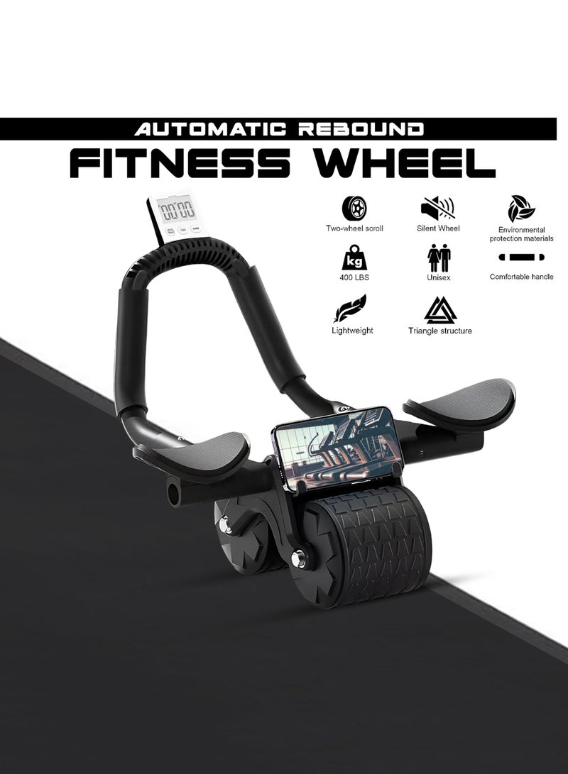 Arabest Ab Abdominal Exercise Roller Elbow Support Automatic Rebound Abdominal Wheel with Knee Pad and Timer, Abs Roller Wheel Core Workout Strength Trainin Equipment for Beginners Home Gym  - Image 5