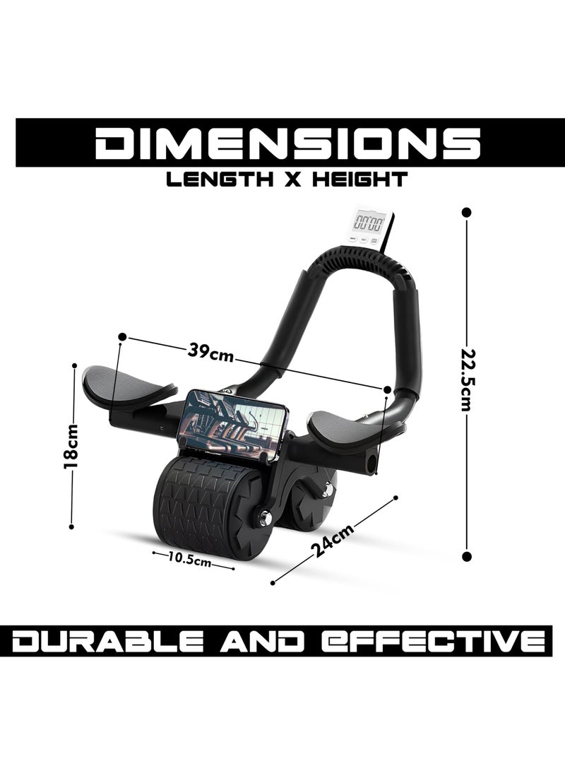 Arabest Ab Abdominal Exercise Roller Elbow Support Automatic Rebound Abdominal Wheel with Knee Pad and Timer, Abs Roller Wheel Core Workout Strength Trainin Equipment for Beginners Home Gym  - Image 3