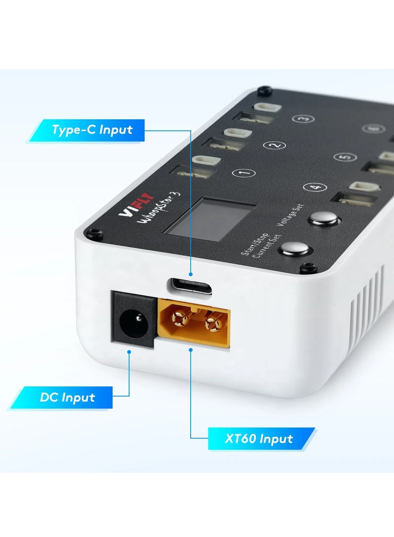 VIFLY WhoopStor 3 V3 6 Ports 1S LIPO Battery Charger Discharger Storage Function For FPV Tinywhoop 4.2V 4.35V BT2.0 PH2.0 - Image 4