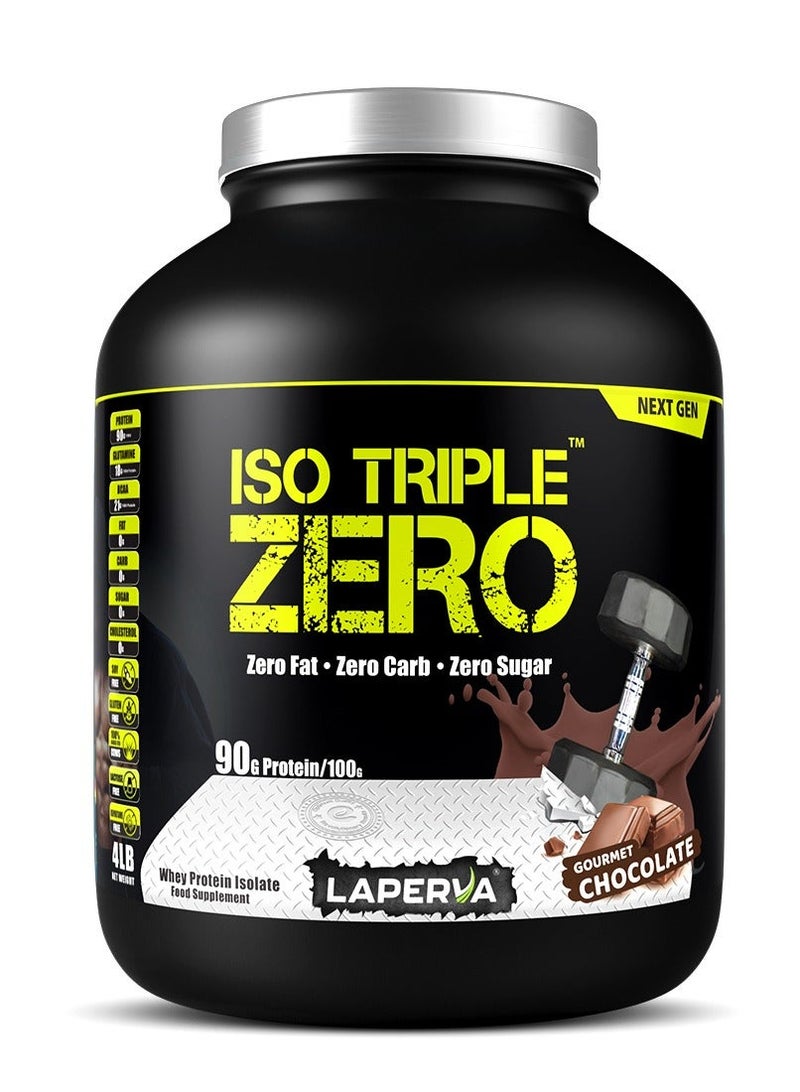 Laperva Iso Triple Zero Whey Protein Isolate, Gourmet Chocolate, 4 LB - Image 1