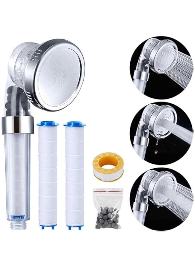 Filtered Shower Head for Hard Water, Handheld High Pressure Showerhead with Mineral Stones and PP Cotton Filter Replacement, 3 Settings Ecowater Spa Shower - Image 1