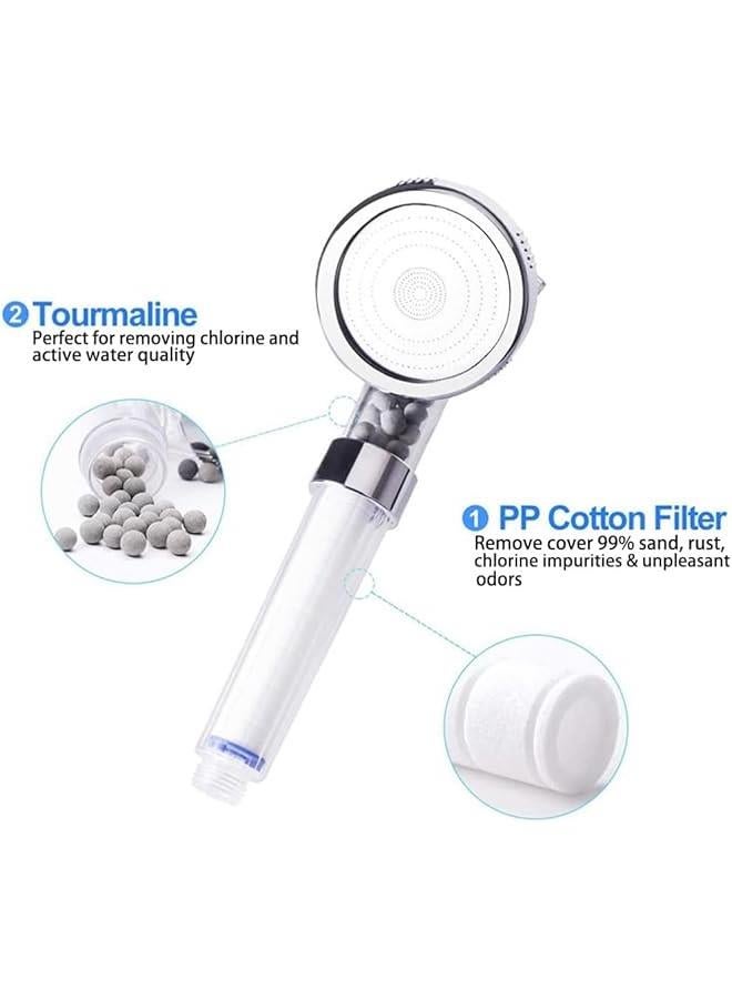 Filtered Shower Head for Hard Water, Handheld High Pressure Showerhead with Mineral Stones and PP Cotton Filter Replacement, 3 Settings Ecowater Spa Shower - Image 5