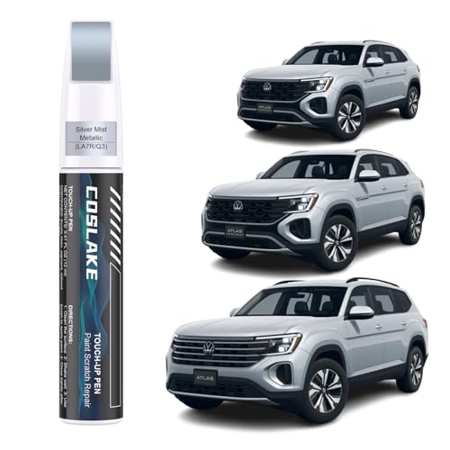 COSLAKE Car Touch Up Paint(Silver Mist Metallic(LA7R/Q3)) for Volkswagen, Car Paint Scratch Repair Kit, Quick & Easy Solution to Repair, 2 in 1 Scratch Remover Pen with 2PCS Disposable Micro Applicators - Image 1