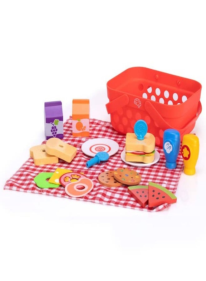 Fat Brain Toys Pretendables Picnic Basket Set - Pretend Playset with Storage, 3+ - Image 4