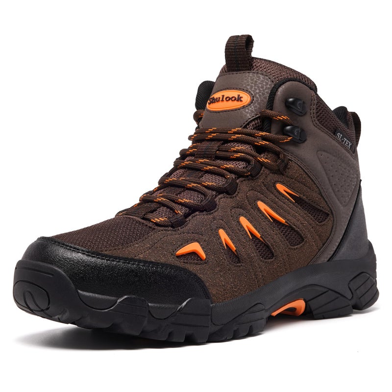 SHULOOK Men's Waterproof Hiking Boots Non-Slip Lightweight Mid Top Ankle Boot Breathable Hiker Trekking Shoes - Image 1