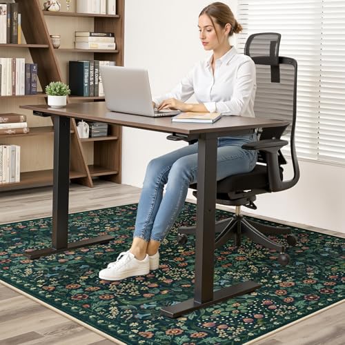 Anidaroel Floral Office Chair Mat for Hardwood Floor 36x48 Desk Chair Mat for Hard Floors Under Desk Rug for Rolling Chair AntiSlip Computer Chair Mat Low Pile Carpet Protector Mat - Image 3