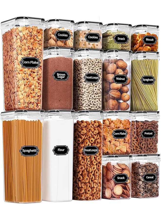 Zaboon Food Storage Containers 7 Pieces Bpa Free Plastic Cereal Containers With Easy Lock Lids For Kitchen Pantry Organization And Storage Include 24 Labels 16Pc - Image 1