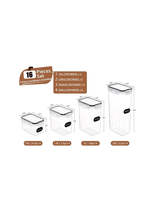 Zaboon Food Storage Containers 7 Pieces Bpa Free Plastic Cereal Containers With Easy Lock Lids For Kitchen Pantry Organization And Storage Include 24 Labels 16Pc - Image 2