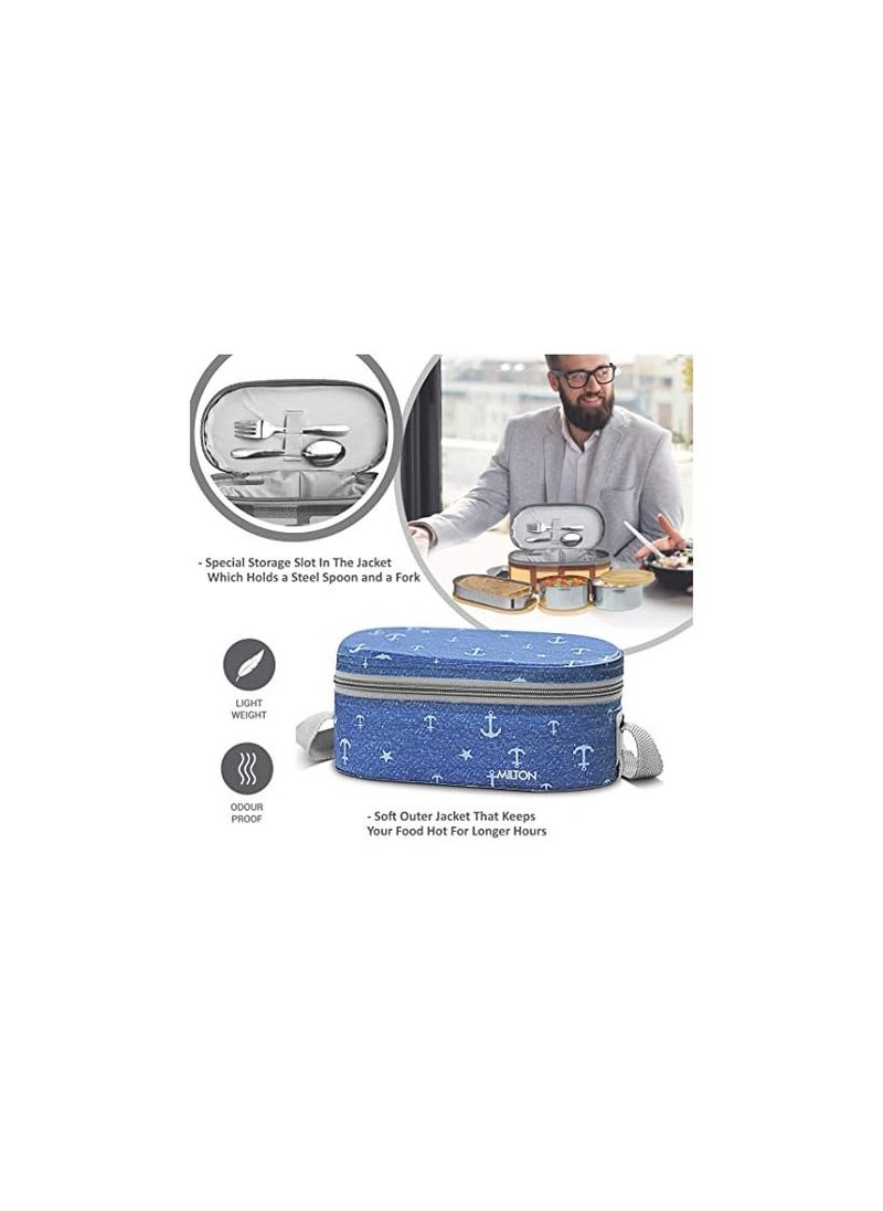 MILTON Corporate Lunch Stainless Steel Containers Set of 3 Blue