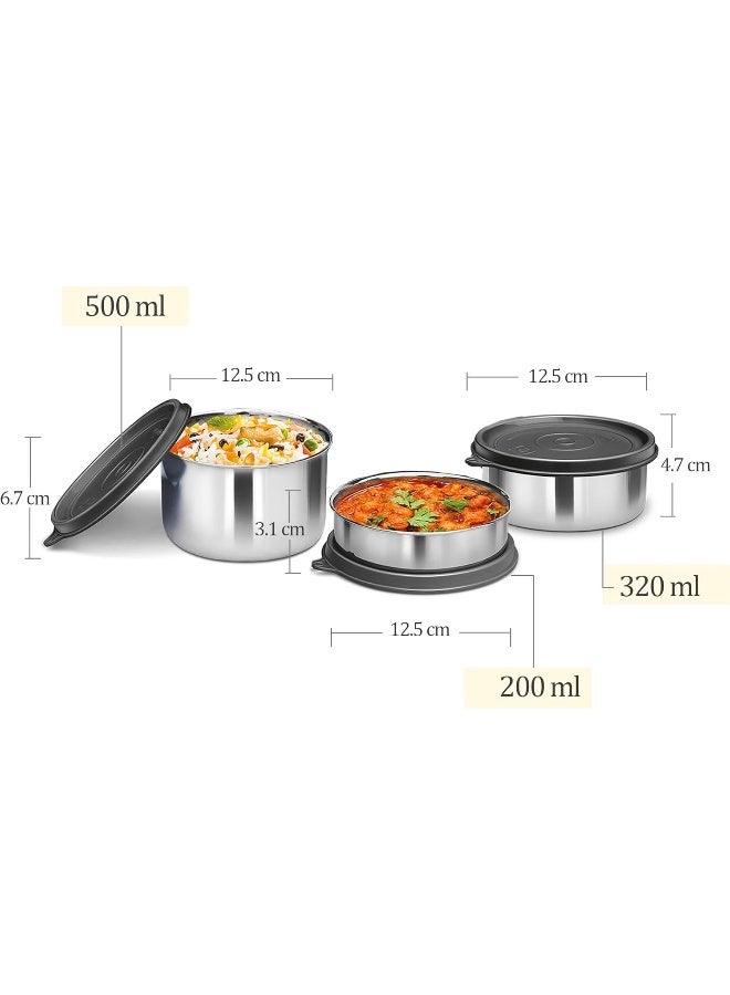 Milton 4-Piece Lunch Box Set with Insulated Bag - Includes Stainless Steel Containers (500ml, 320ml, 200ml), Keeps Food Hot, Ideal for School Kids & Office Tiffin - Tasty Lunch - Blue - Image 5