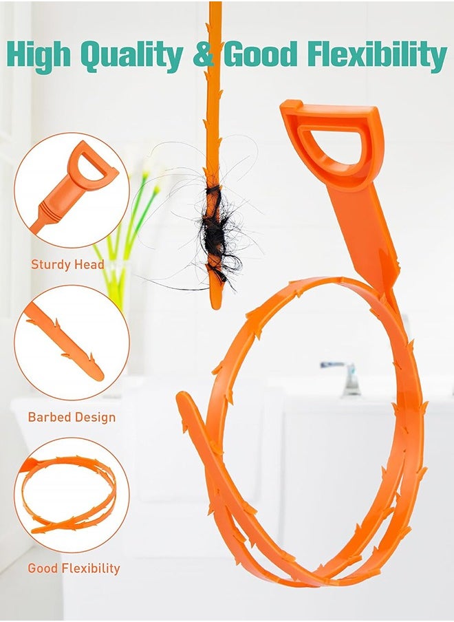 Sweet Life - 35.5inch Drain Clog Remover(1pcs), 25inch Drain Snake Hair Remover(3pcs) ＆ Cleaning Brush(1pcs), A pair of cleaning gloves, Hair Catcher Drain Auger Cleaner Tool Set For Toilet, Kitchen Sink, Bathroom Tub, Sewer, 6 Pack - Image 1