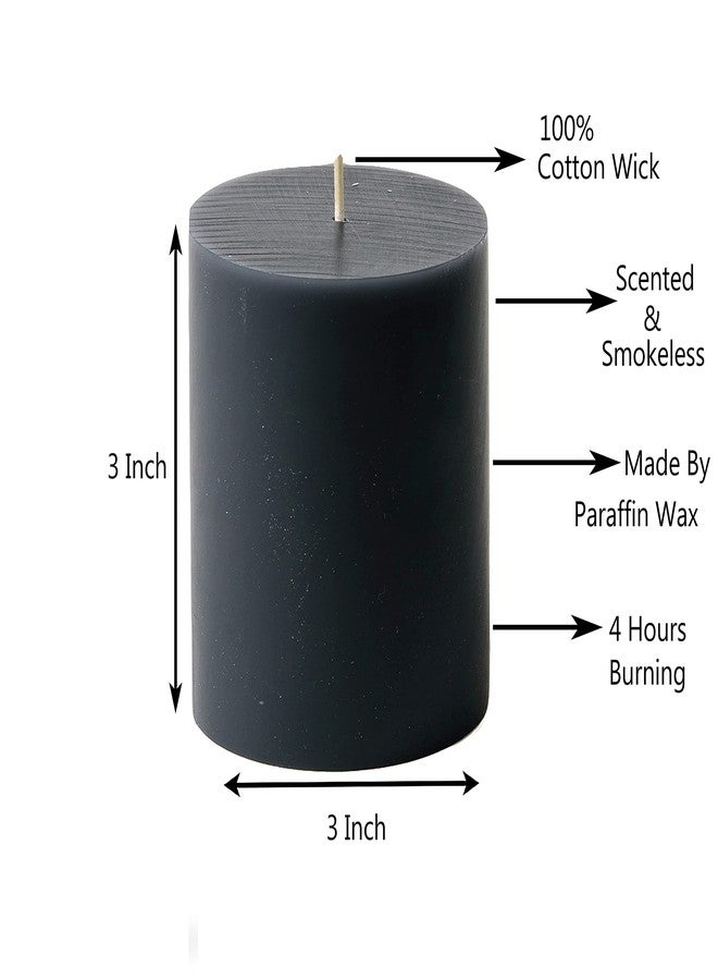Luces Smokeless Scented Paraffin Wax 3"X3" Black Tall Pillar Candle for Decoretion - Image 2