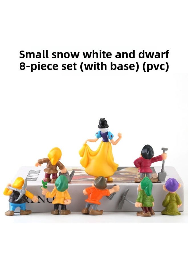 null - 8 Snow White And The Seven Dwarfs Handmade Doll Cartoon Model Cake Decorative Ornaments-Color:Small Snow White And Dwarf 8-piece Set (with Base) (pvc) - Image 1
