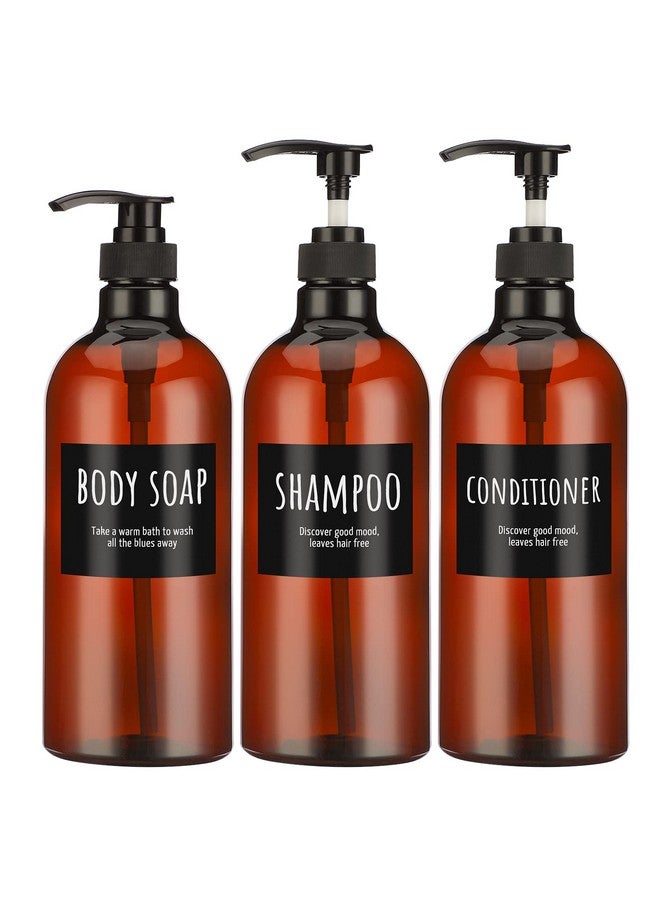 سيج بيوتي زجاجة شامبو Segbeauty سعة 32 أونصة، زجاجة شامبو وبلسم فارغة مع مضخة، 3 زجاجات موزع شامبو سعة 1 لتر لصابون الجسم، موزع ضغط بلاستيكي بني اللون قابل لإعادة التعبئة - Image 1