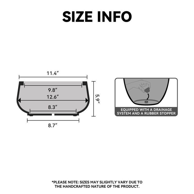 Kante 12.6" Dia Round Concrete Bonsai Planters, Outdoor Indoor Garden Plant Pot with Drainage Hole for Home, Patio, Garden, Weathered Concrete Finish with Painted Interior - Image 2