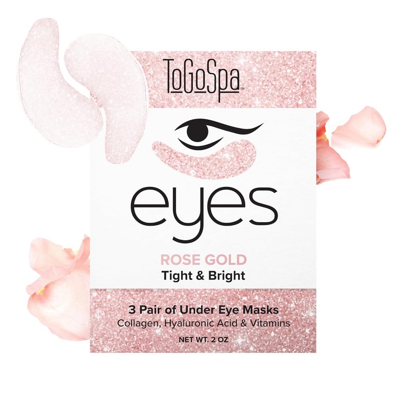 ToGoSpa Rose Gold EYES Dark Circle Warrior  Premium Clean AntiAging Gel Pads with Collagen Hyaluronic Acid Aloe Vera Vitamins C  E 1 Pack  3 Pair