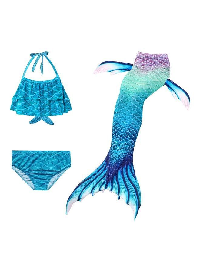 NIBEMINENT 3-Piece Mermaid Swimming Costume Set 150cm