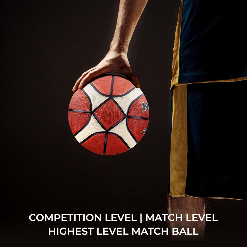 Nivia Engraver Basketball, 14 Panels, Molded Soft Rubber, Butyl Threadwounded Bladder, For All Indoor & Outdoor Surfaces (Brown/Beige, Size - 7) - Image 3