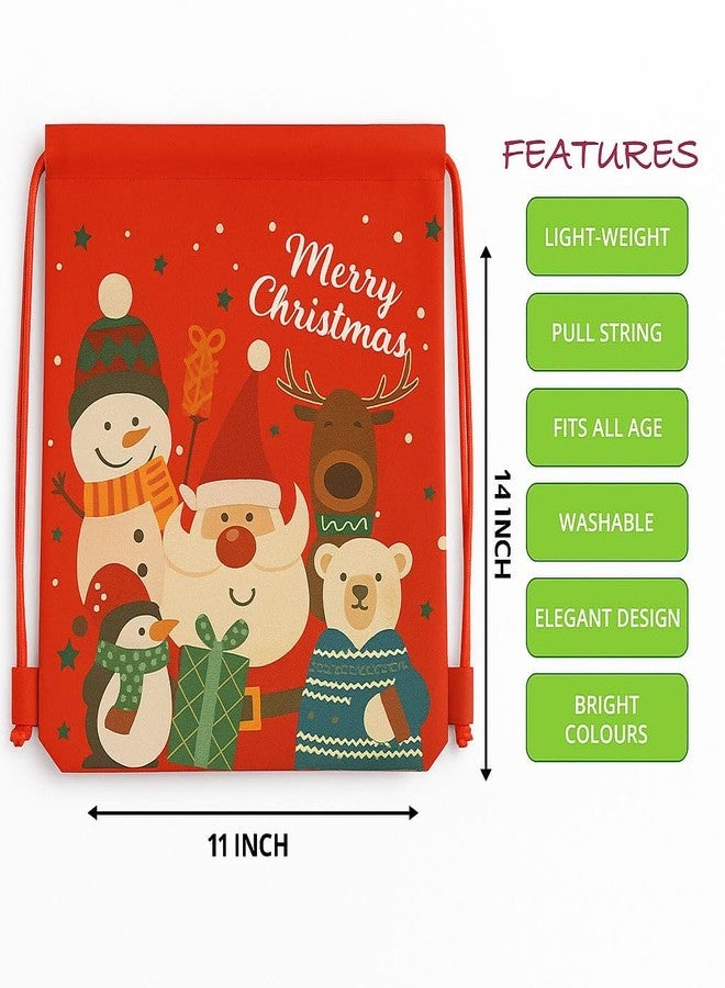 GLITREEPROPS 10 Piece Santa Claus Haversack Bags for Christmas Tree Party Decoration Hanging Xmas Candy Gift Cookie Drawstring Bags, Bag Potli Birthday Return Gift for kids - Image 2