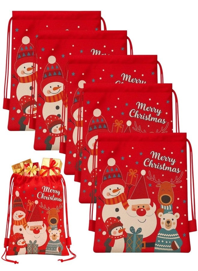 GLITREEPROPS 10 Piece Santa Claus Haversack Bags for Christmas Tree Party Decoration Hanging Xmas Candy Gift Cookie Drawstring Bags, Bag Potli Birthday Return Gift for kids - Image 1