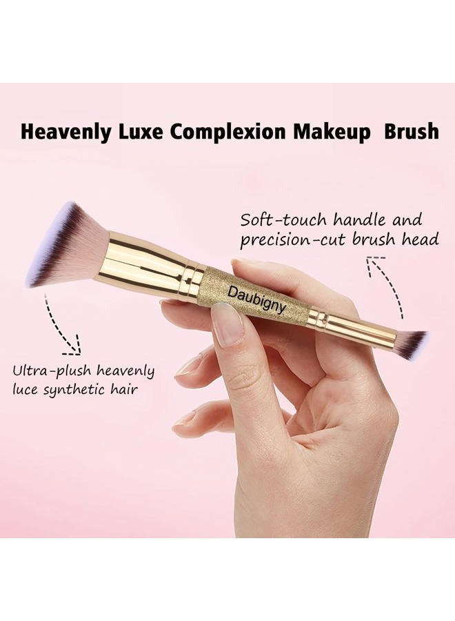Daubigny Makeup Brushes Angled Dual-ended Foundation Brush Concealer Brush Perfect for Any Look Premium Luxe Hair Rounded Taperd Flawless Brush Ideal for Liquid, Cream, Powder,Blending, - Image 3