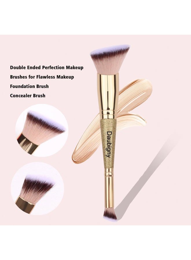 Daubigny Makeup Brushes Angled Dual-ended Foundation Brush Concealer Brush Perfect for Any Look Premium Luxe Hair Rounded Taperd Flawless Brush Ideal for Liquid, Cream, Powder,Blending, - Image 5