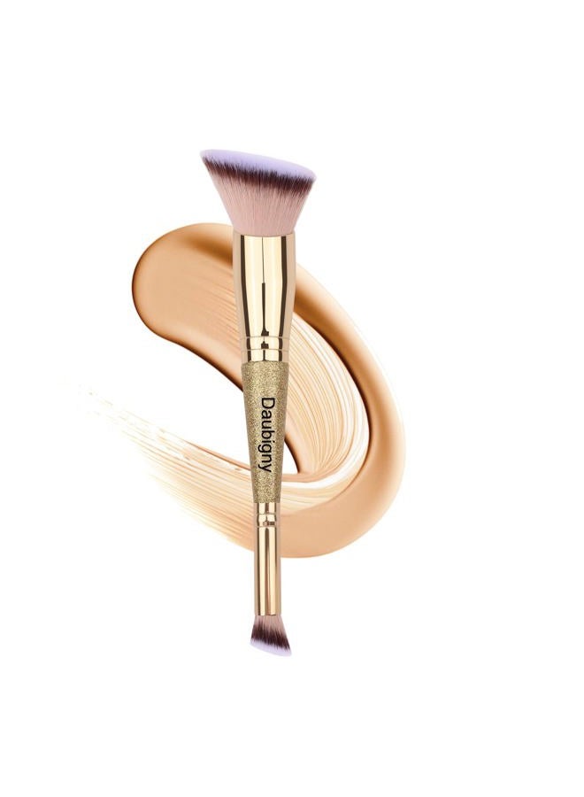 Daubigny Makeup Brushes Angled Dual-ended Foundation Brush Concealer Brush Perfect for Any Look Premium Luxe Hair Rounded Taperd Flawless Brush Ideal for Liquid, Cream, Powder,Blending, - Image 1