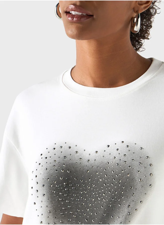 2Xtremz Embellished Crew Neck T-Shirt