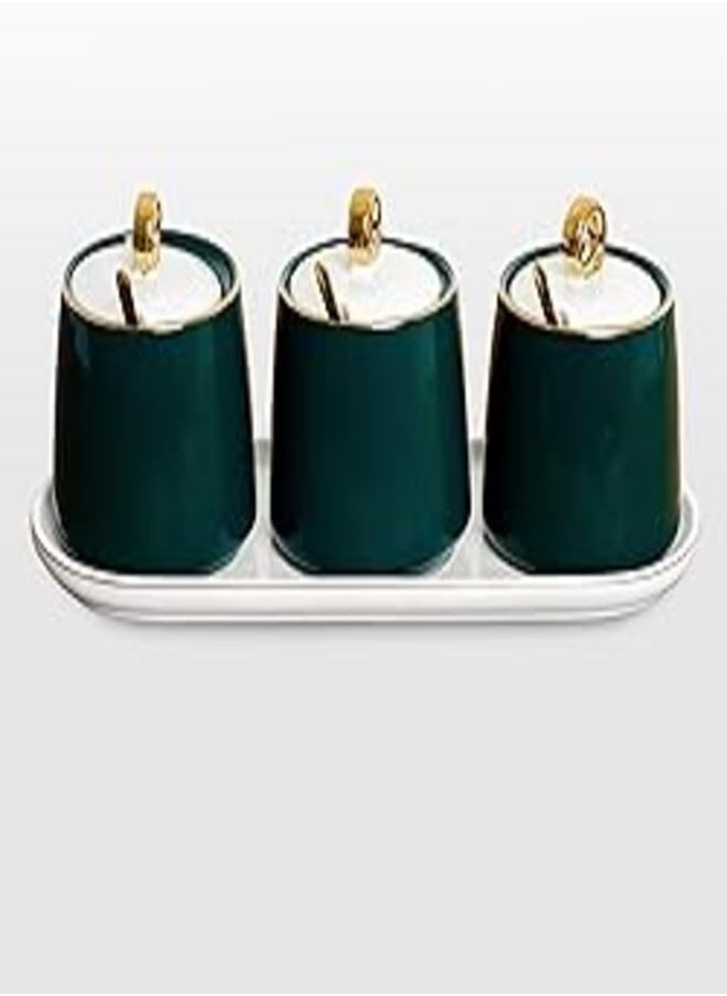 LA MAYA LA MAYA Spice set 3 pieces in tray, C-43-W3 Porcelain White - Green 
