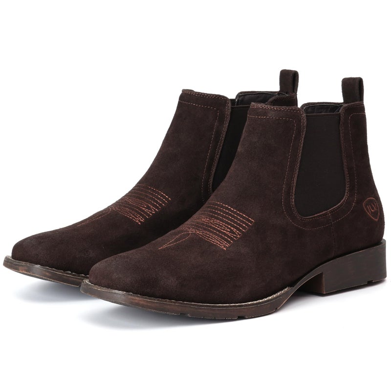 IUV Genuine Cowhide Suede Chelsea Boots For Men Western Boots Ankle Boot Casual Dress Slip On - Image 1