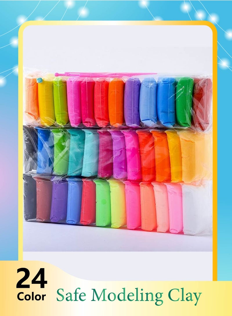 DIY,24-Color Ultra Light Clay for Kids: Eco-Friendly & Non-Toxic, Odor-Free Modeling Clay Kit with Soft Texture, Non-Sticky & Easy to Shape - Enhances Creativity & Motor Skills, Vibrant Colors Won't Fade - Image 1