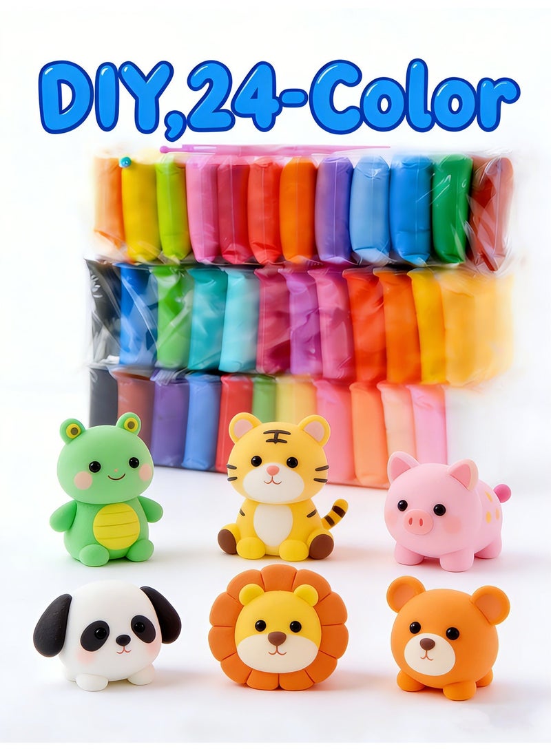 طين حراري 24 لون خفيف للأطفال: صديق للبيئة وغير سام، مجموعة طين نموذج بدون رائحة بتكستشر ناعمة، مش لزج وسهل التشكيل - يعزز الإبداع والمهارات الحركية، ألوان زاهية مش هتبهت. - Image 1